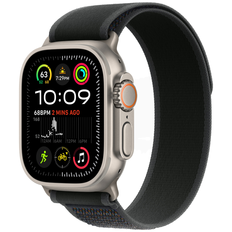 Apple Watch Ultra 2 GPS + Cellular, 49 мм, корпус из бежевого титана, ремешок Trail черного цвета